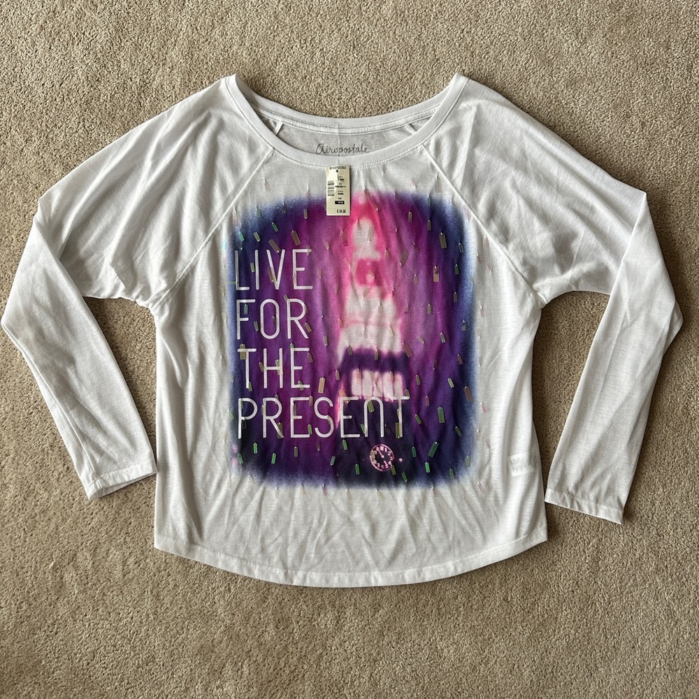 NWT Aeropostale White and Purple Graphic Tee